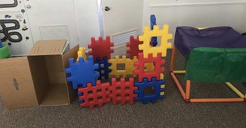 houses made of box, blocks, and fort