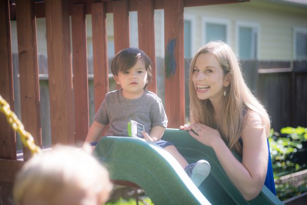 late talker on playground for therapy